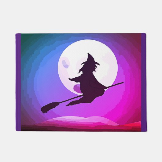 Fliegende Hexe mit Vollmond Nr. 3 Fußmatte (Vorderseite)