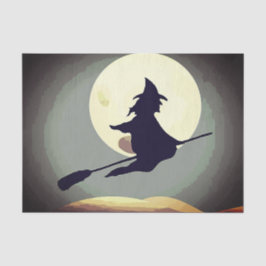 Fliegende Hexe mit Vollmond Seidenpapier