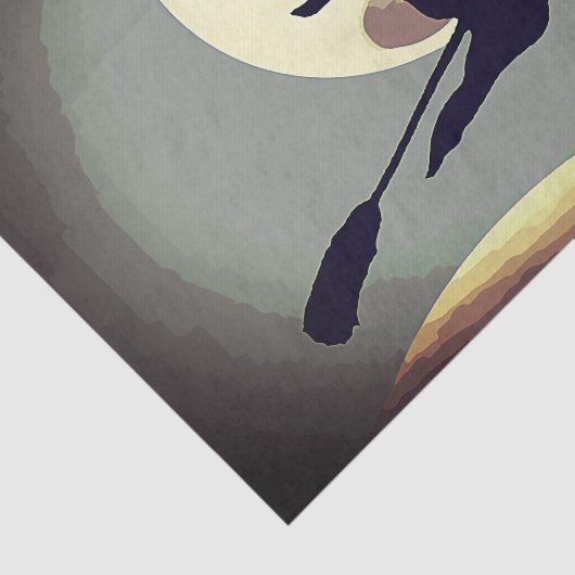 Fliegende Hexe mit Vollmond Seidenpapier (Ausschnitt)