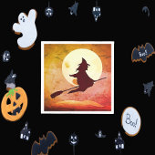 Fliegende Hexe - orangefarbener Himmel Serviette