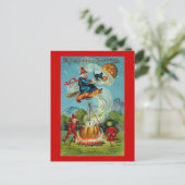 Fliegende Hexe Postkarte (Stehend Vorderseite)