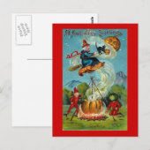 Fliegende Hexe Postkarte (Vorne/Hinten)