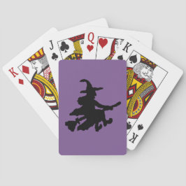 Fliegende Hexe Schwarz auf Lila Spielkarten