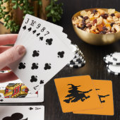 Fliegende Hexe Schwarz auf Orange Spielkarten (In Situ)