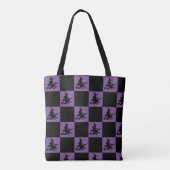Fliegende Hexe Schwarz & Lila Kariert Tasche (Rückseite)