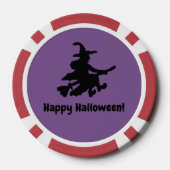 Fliegende Hexe Schwarz & Lila Karo Poker Chips (Rückseite)
