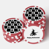Fliegende Hexe Schwarz-Weiß Kariert Pokerchips (Stapel)