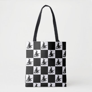 Fliegende Hexe Schwarz-Weiß Kariert Tasche