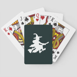 Fliegende Hexe Weiß auf Schwarz Spielkarten