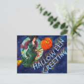 Fliegende Hexen Halloween Postkarte (Stehend Vorderseite)