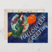 Fliegende Hexen Halloween Postkarte (Vorne/Hinten)