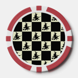 Fliegende Hexen Schwarz & Gelb Karierte Poker Chip