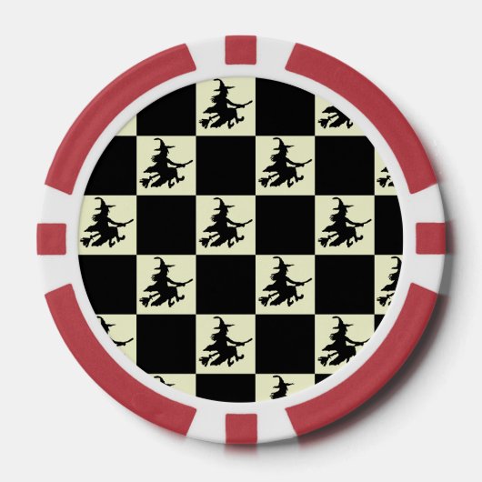 Fliegende Hexen Schwarz & Gelb Karierte Poker Chip (Vorderseite)