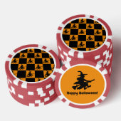 Fliegende Hexen schwarz-orange karierte Poker Chip (Stapel)