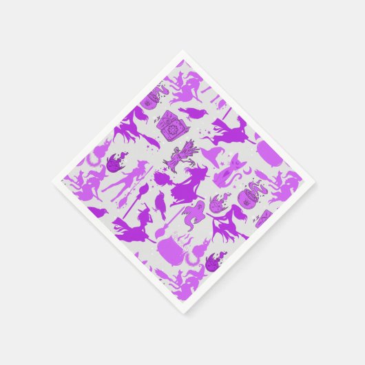 Fliegende Hexenmuster.Lila Serviette (Ecke)