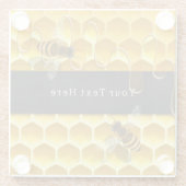 Fliegende Honigbienen über Gelbwabenkraut Glasuntersetzer (Rückseite)