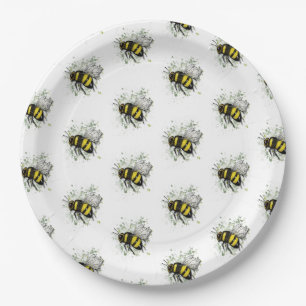 Fliegende Hummel, Freihand-Digitalzeichnung Insekt Pappteller