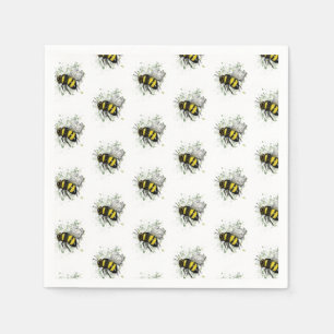 Fliegende Hummel, Freihand-Digitalzeichnung Insekt Serviette