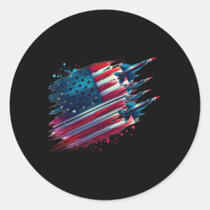 Fliegende Jets Amerikanische Flagge USA Patriotisc Runder Aufkleber