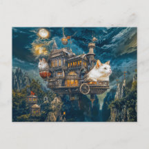 Fliegende Katzenburgen Steampunk-Nacht