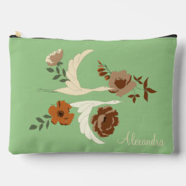 Fliegende Krane Blume und individuelle Name auf gr Zubehörtasche