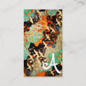 FLIEGENDE KRÄNE, BLUMEN, Monogramm Visitenkarte (Rückseite)