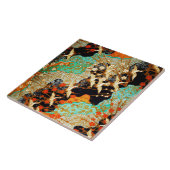 FLIEGENDE KRÄNE MIT FRÜHBLUMEN, Japanisch Fliese (Seite)