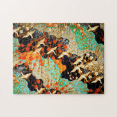 FLIEGENDE KRÄNE MIT FRÜHBLUMEN, Japanisch Puzzle (Horizontal)