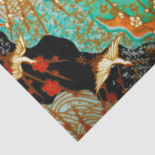 FLIEGENDE KRÄNE MIT FRÜHBLUMEN, Japanisch Seidenpapier (Detail)