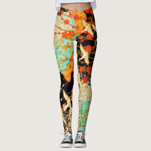 FLIEGENDE KRÄNE MIT FRÜHBLUMEN LEGGINGS