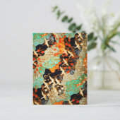 FLIEGENDE KRÄNE MIT FRÜHBLUMEN POSTKARTE (Stehend Vorderseite)