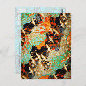 FLIEGENDE KRÄNE MIT FRÜHBLUMEN POSTKARTE (Vorne/Hinten)