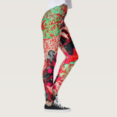 FLIEGENDE KRÄNE MIT FRÜHBLUMEN Rote Blüte Leggings (Rechts)