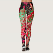 FLIEGENDE KRÄNE MIT FRÜHBLUMEN Rote Blüte Leggings (Rückseite)