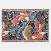 FLIEGENDE KRÄNE, WELLEN, FRÜHSTÜCKE, japanische Bl Decke (Vorderseite)