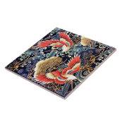 FLIEGENDE KRÄNE, WELLEN, FRÜHSTÜCKE, japanische Bl Fliese (Seite)