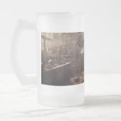 Fliegende Kugeln, in einem Steampunkellabor Mattglas Bierglas (Links)