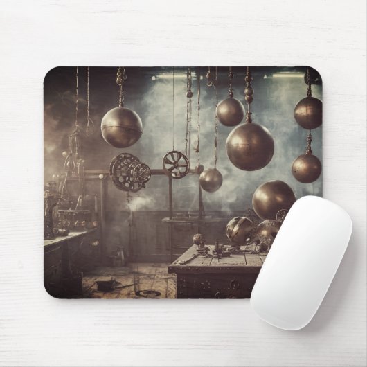Fliegende Kugeln, in einem Steampunkellabor Mousepad (Mit Mouse)