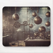 Fliegende Kugeln, in einem Steampunkellabor Mousepad (Vorne)