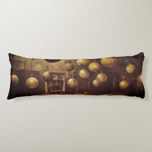 Fliegende Kugeln, in einem Steampunkellabor Seitenschläferkissen (Vorderseite)