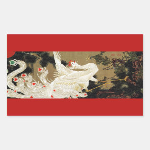 FLIEGENDE LIEBES PHOENIX, Federn, Herzen Valentins Rechteckiger Aufkleber