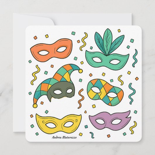 Fliegende Masken Karte (Vorderseite)