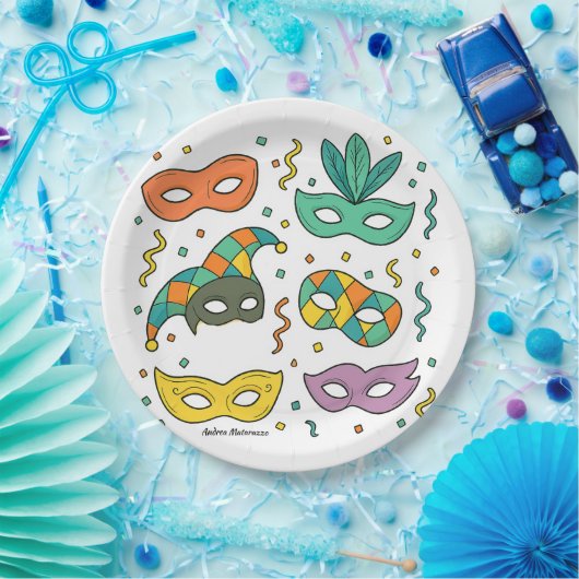 Fliegende Masken Pappteller (Party)