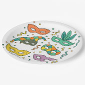 Fliegende Masken Pappteller (Schrägansicht)