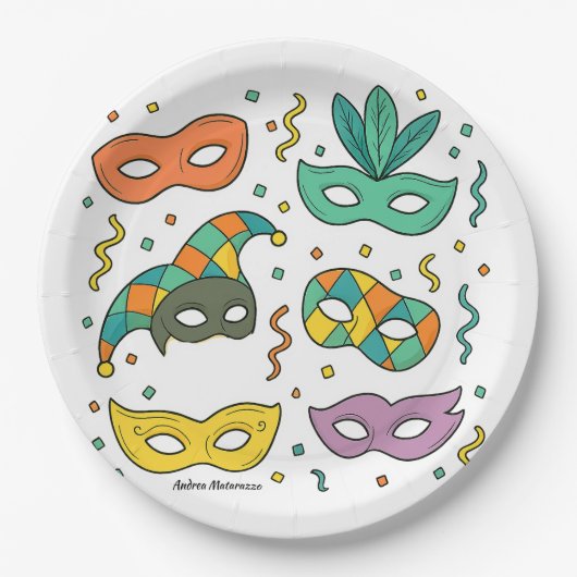 Fliegende Masken Pappteller (Vorderseite)