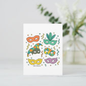 Fliegende Masken Postkarte (Stehend Vorderseite)