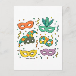 Fliegende Masken Postkarte