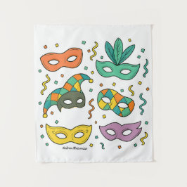 Fliegende Masken Wandteppich