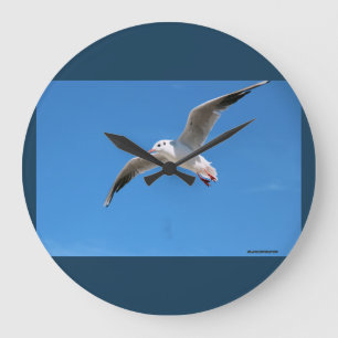 Fliegende Möwe - blaues Fotouhrwerk Große Wanduhr