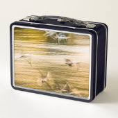 Fliegende Möwen - abstrakt Metall Brotdose (Rückseite)